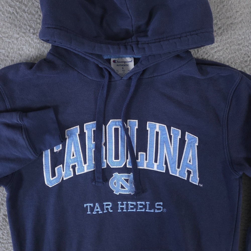 North Carolina Tar Heels Hoodie Men Small Blue Champion Fleece Sweatshirt Sports